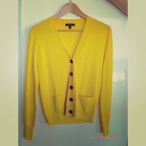 J Crew Yellow Cardigan Small